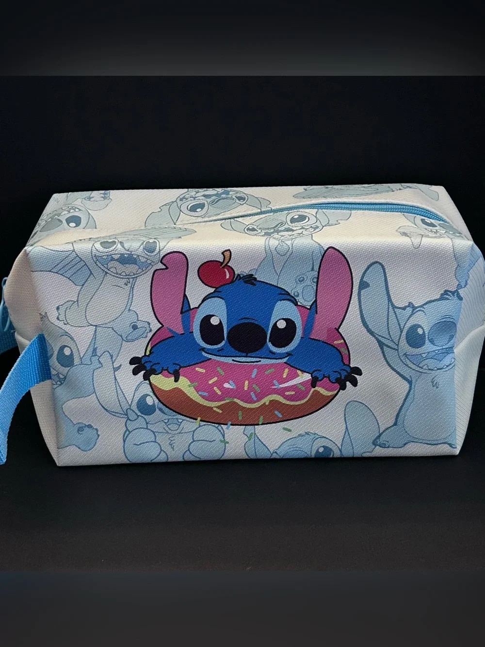 Stitch Blue Pink & White Design Zipper School Supplies or Cosmetic Pouch Zip Bag